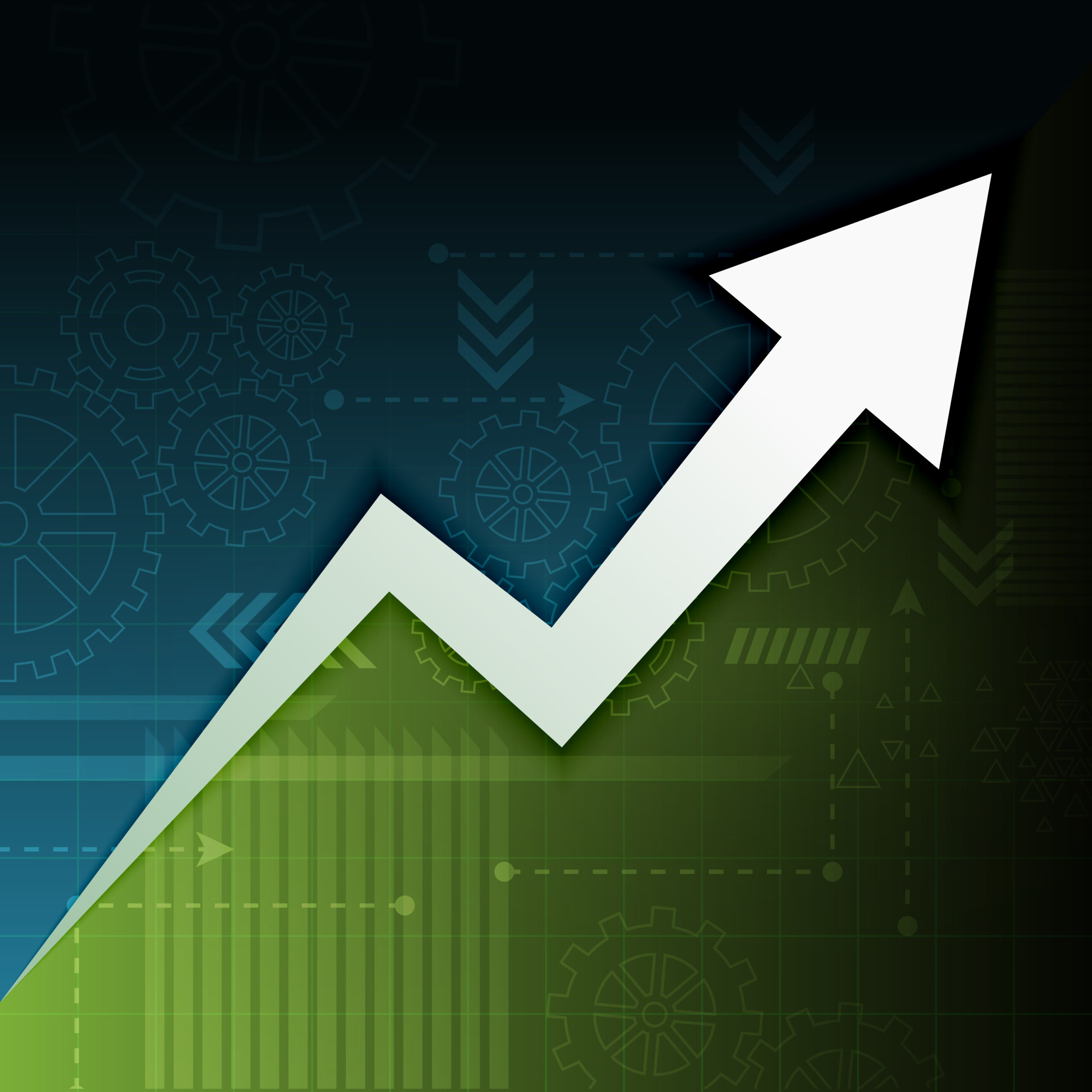 Arrow on a chart pointing up to represent continuous improvement